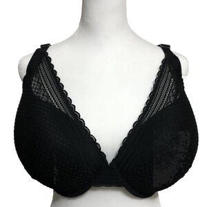 Auden 46DD Bra Women's Black Lace Plunge T-Shirt Bra Lightly Lined Demi New